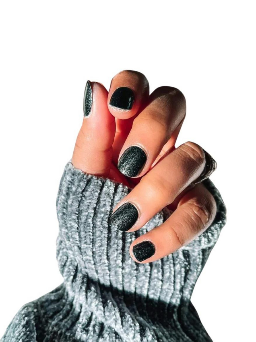 black shimmer nail polish