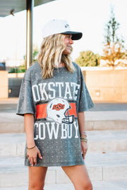 Oklahoma state graphic tee with rhinestone embellishments