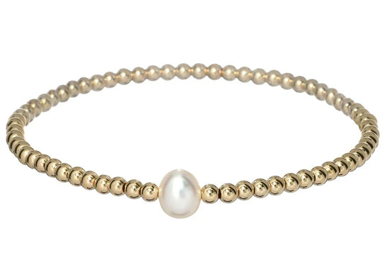 gold filled ball and pearl beaded bracelet