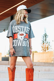 Oklahoma state graphic tee with rhinestone embellishments