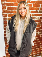 Black oversized puffer vest