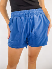 blue athletic shorts