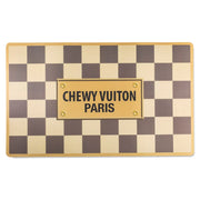 brown checkered dog bowl placemat