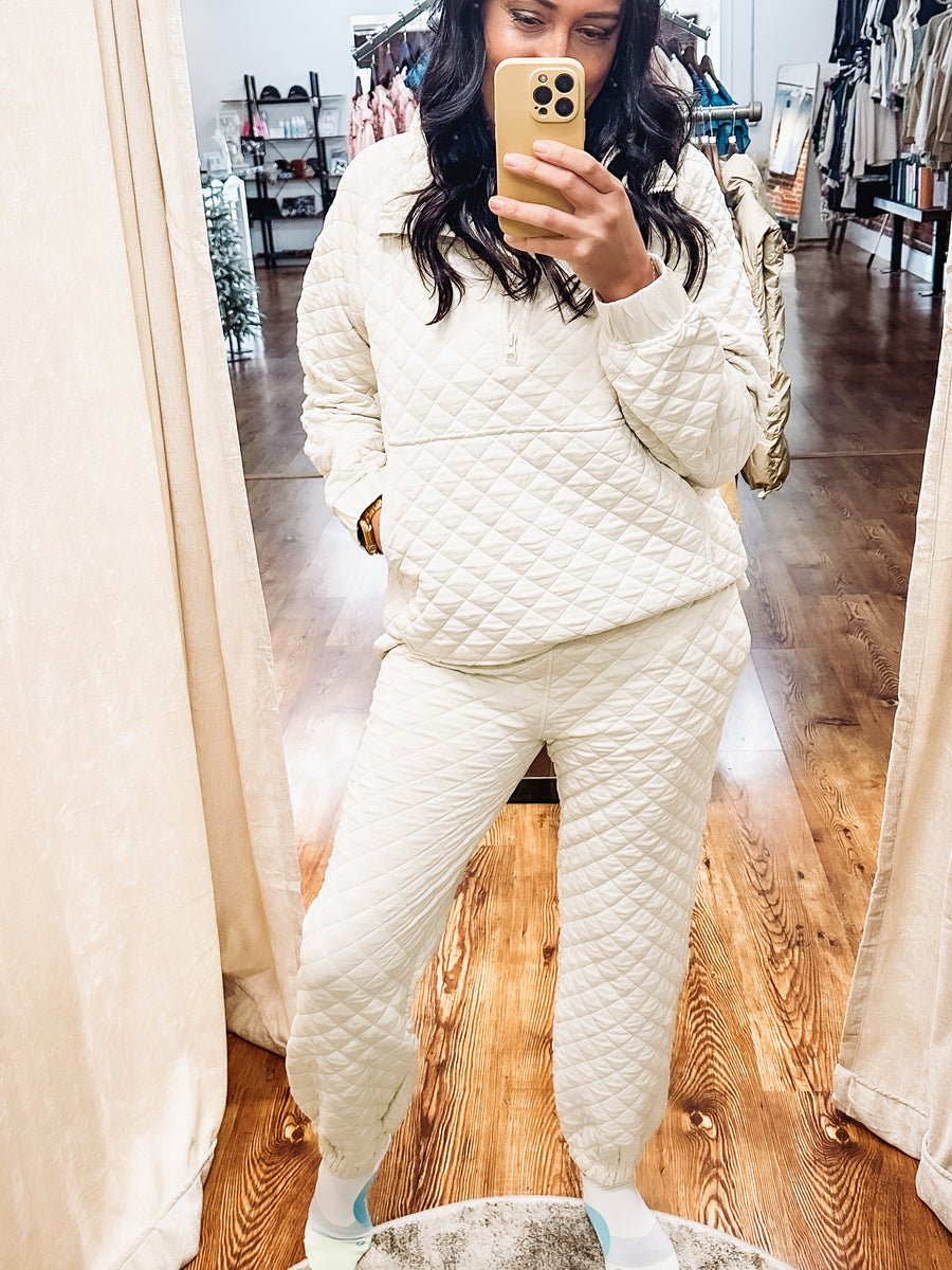 Natural Quilted Top and Pant Set