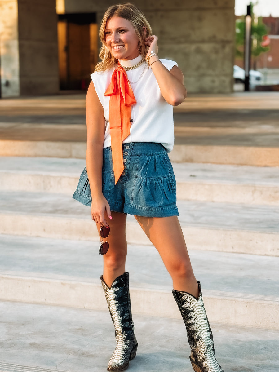 Tiered Denim Shorts