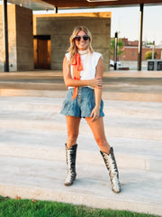 Tiered Denim Shorts