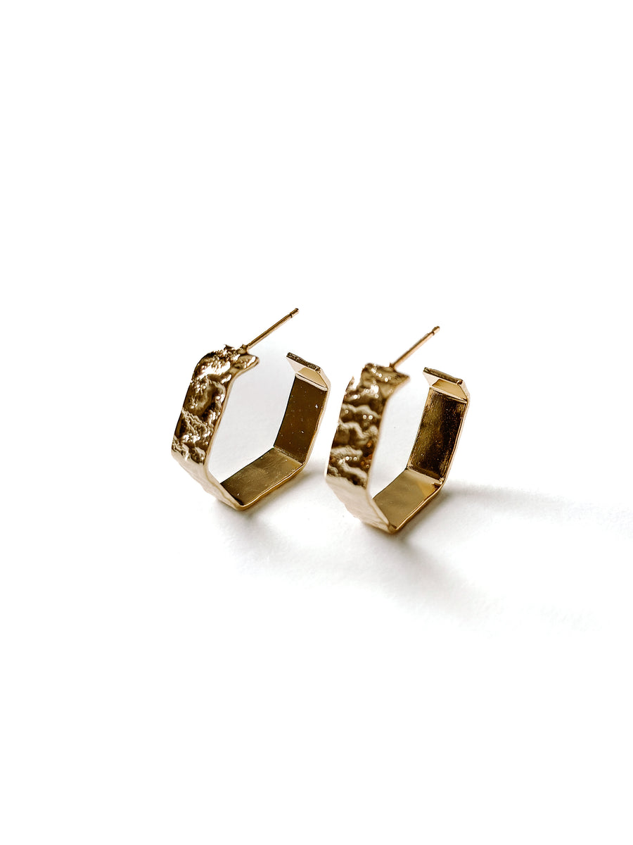 hexagon hood earrings