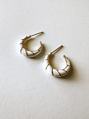 white and gold hoop earrings
