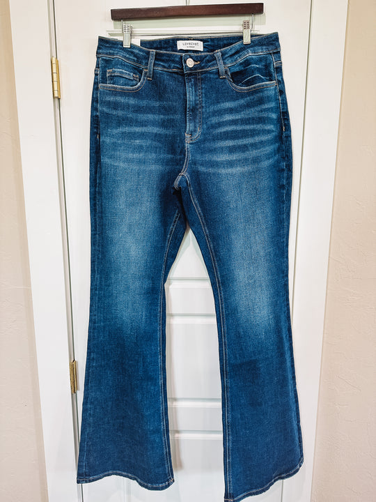 denim mid-rise flare jeans