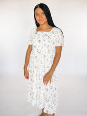 white floral midi dress
