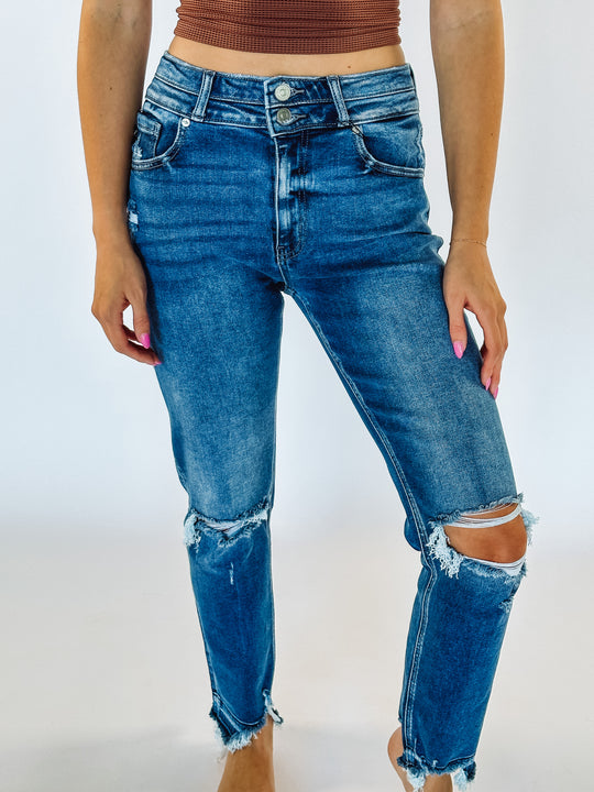 distressed skinny denim jeans