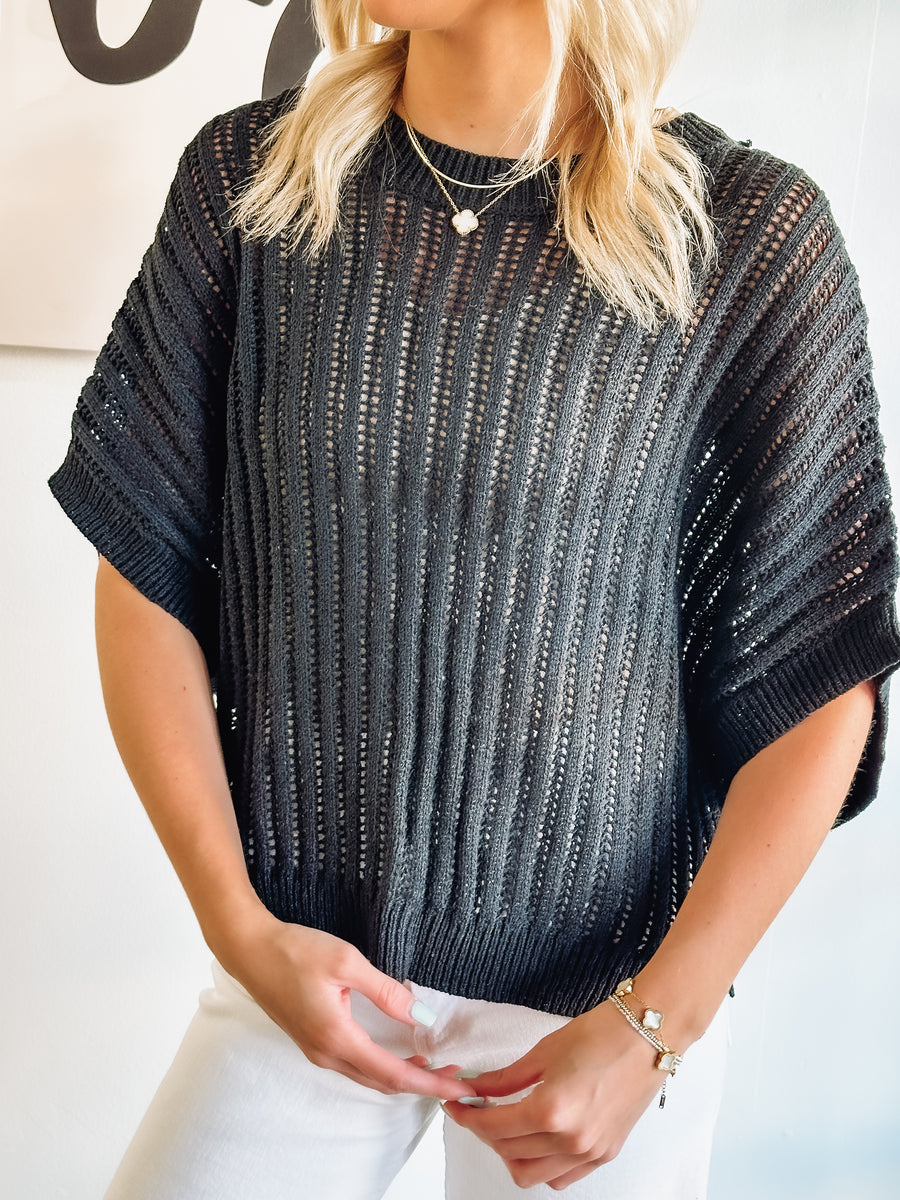 knitted dolman short sleeve top