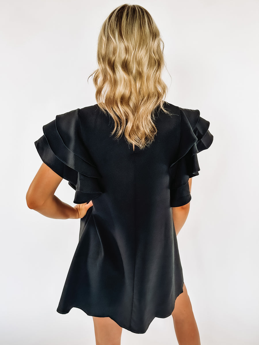 Black Ruffle Sleeve Dress