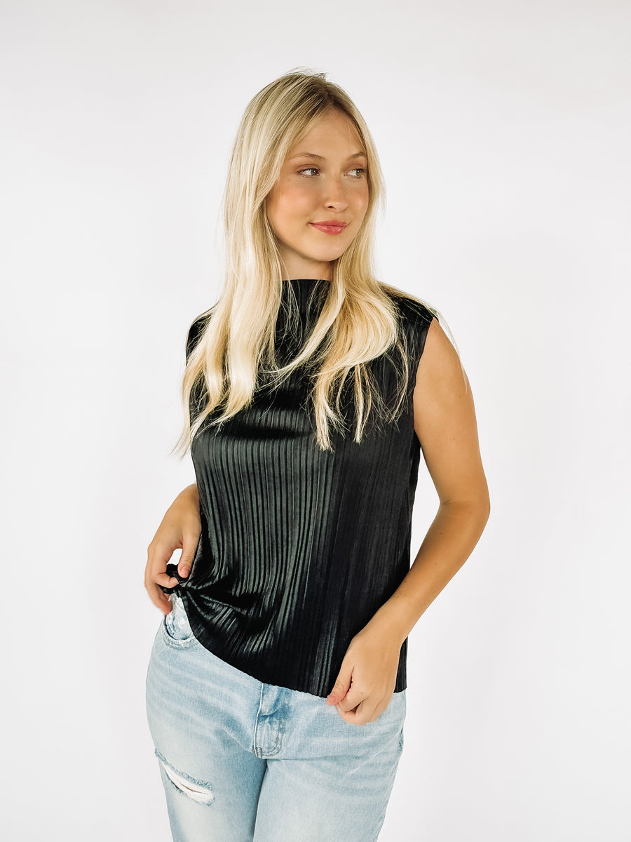 Pleated Bliss High Neck Top