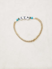 gold filled beaded bracelet with sorority greek letters