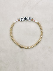 gold filled beaded bracelet with sorority greek letters