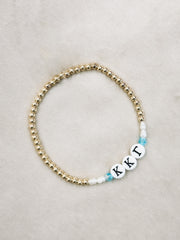 gold filled beaded bracelet with sorority greek letters