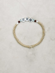 gold filled beaded bracelet with sorority greek letters