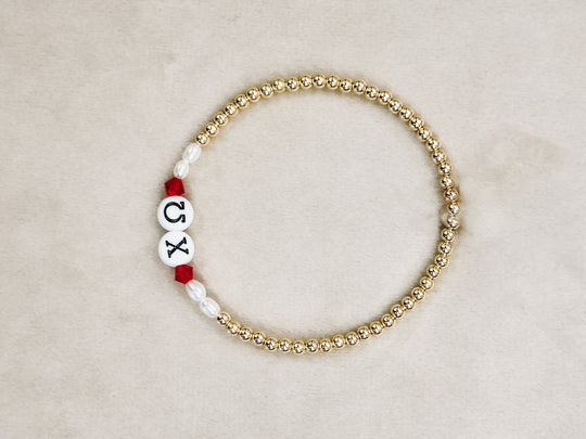 gold filled beaded bracelet with sorority greek letters