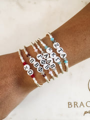 gold filled beaded bracelets with sorority greek letters