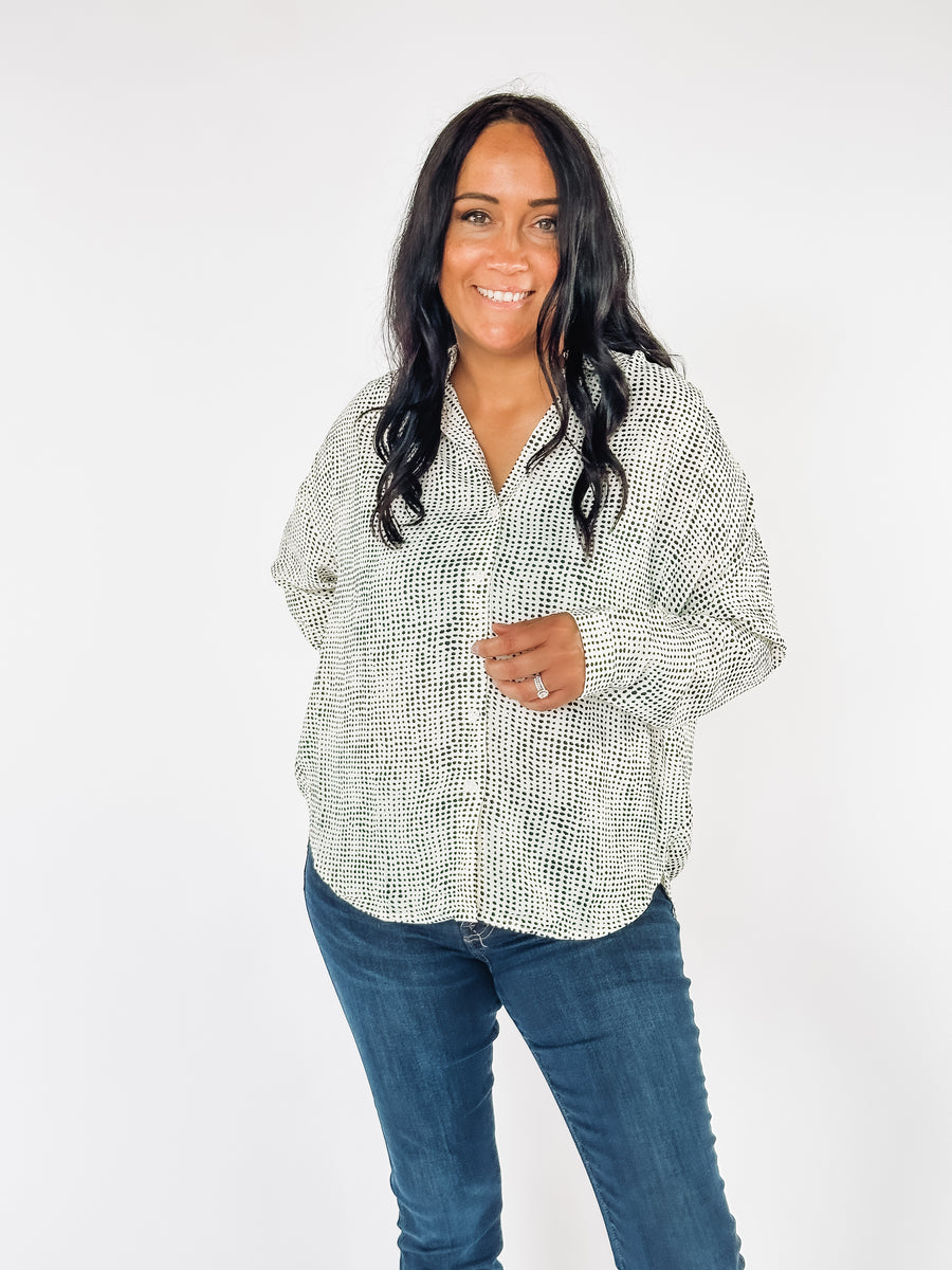 Speckled Button Down Blouse