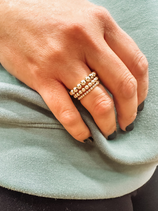 stretchy gold filled beaded ring