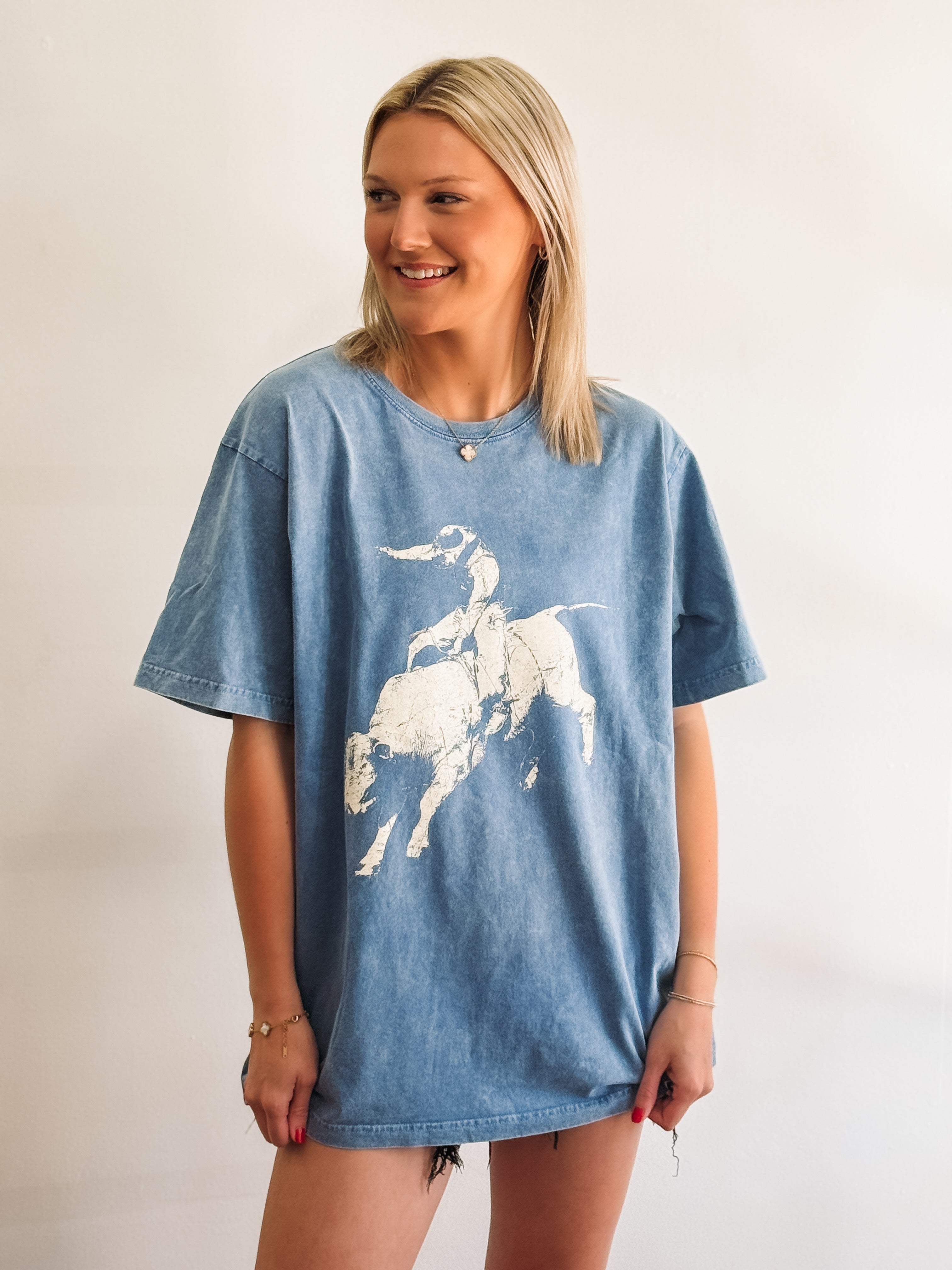 blue graphic tee