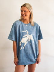 blue graphic tee