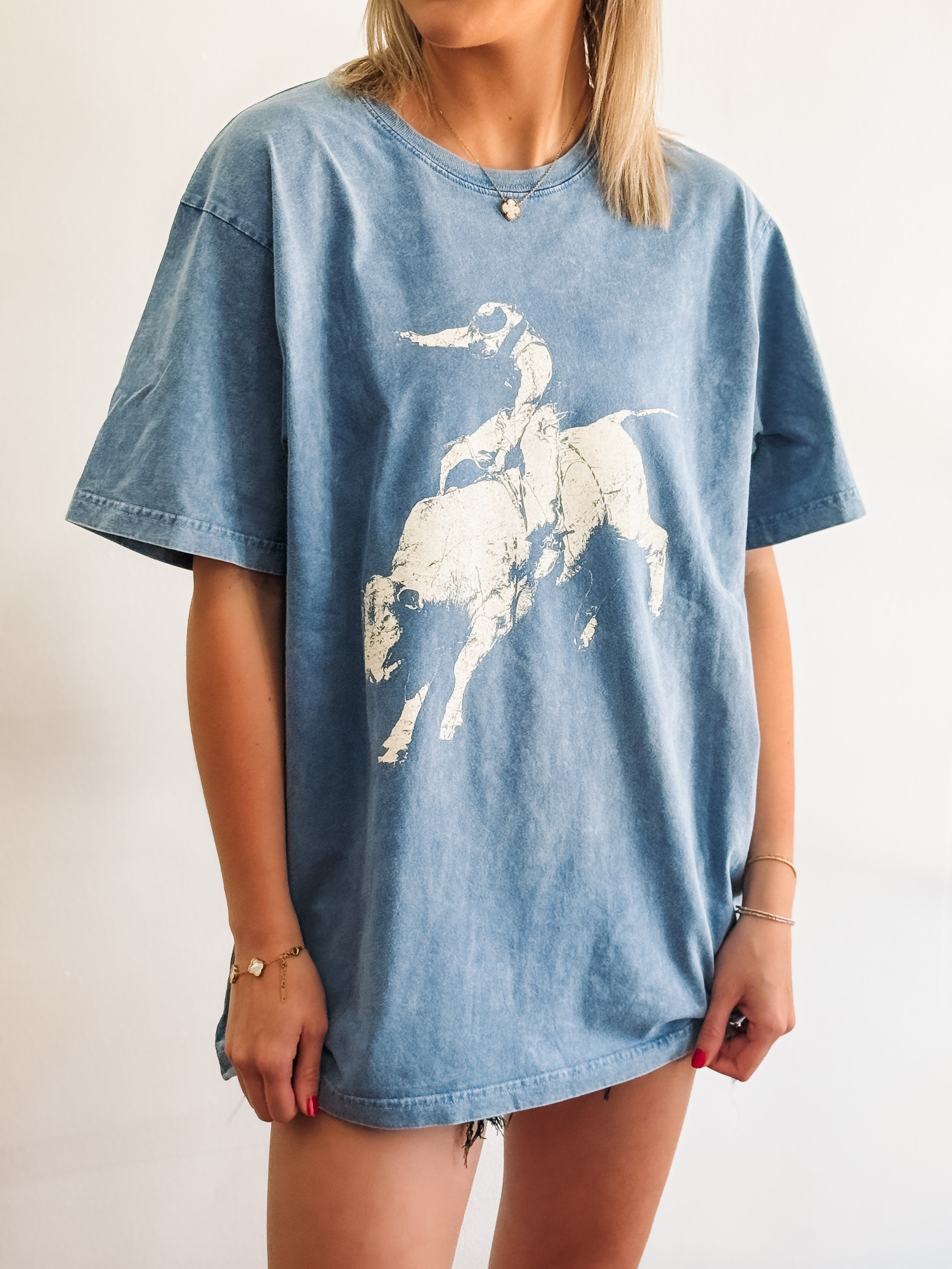 blue graphic tee
