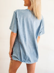 blue graphic tee