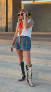 Tiered Denim Shorts