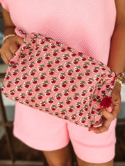 Make up bag - quilted and line in rose garden.