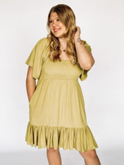 lime ruffle dress