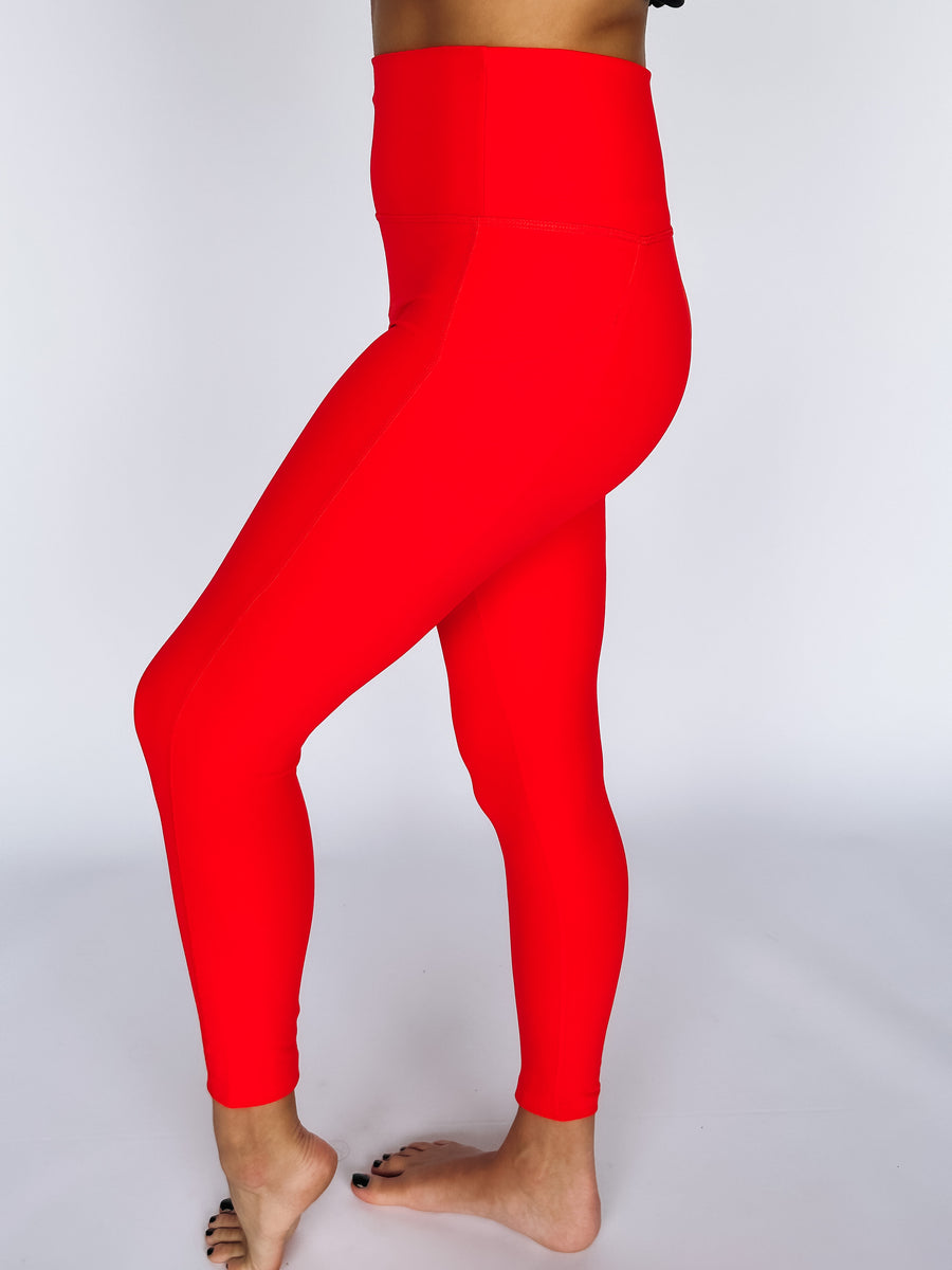 red pocket leggings