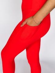 red pocket leggings