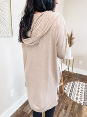 taupe hooded cardigan