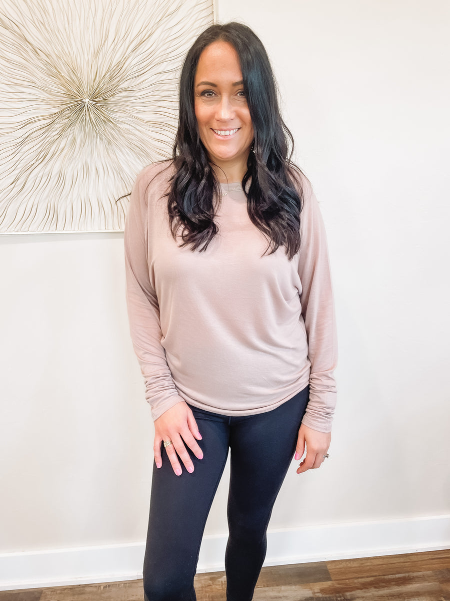 taupe long sleeve top