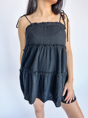 black gauze mini dress