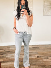 Gray flare jeans