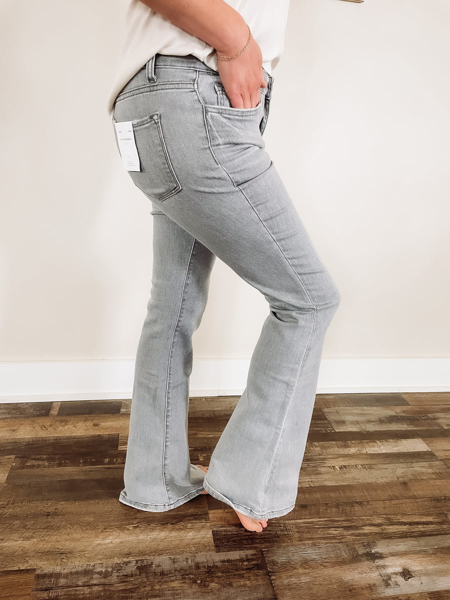 gray flare jeans