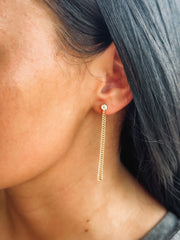 gold dangle stud earrings