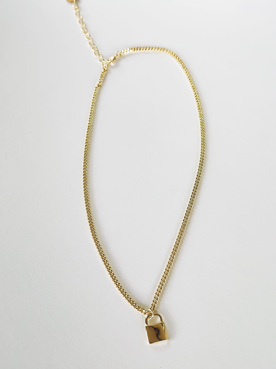 gold padlock necklace