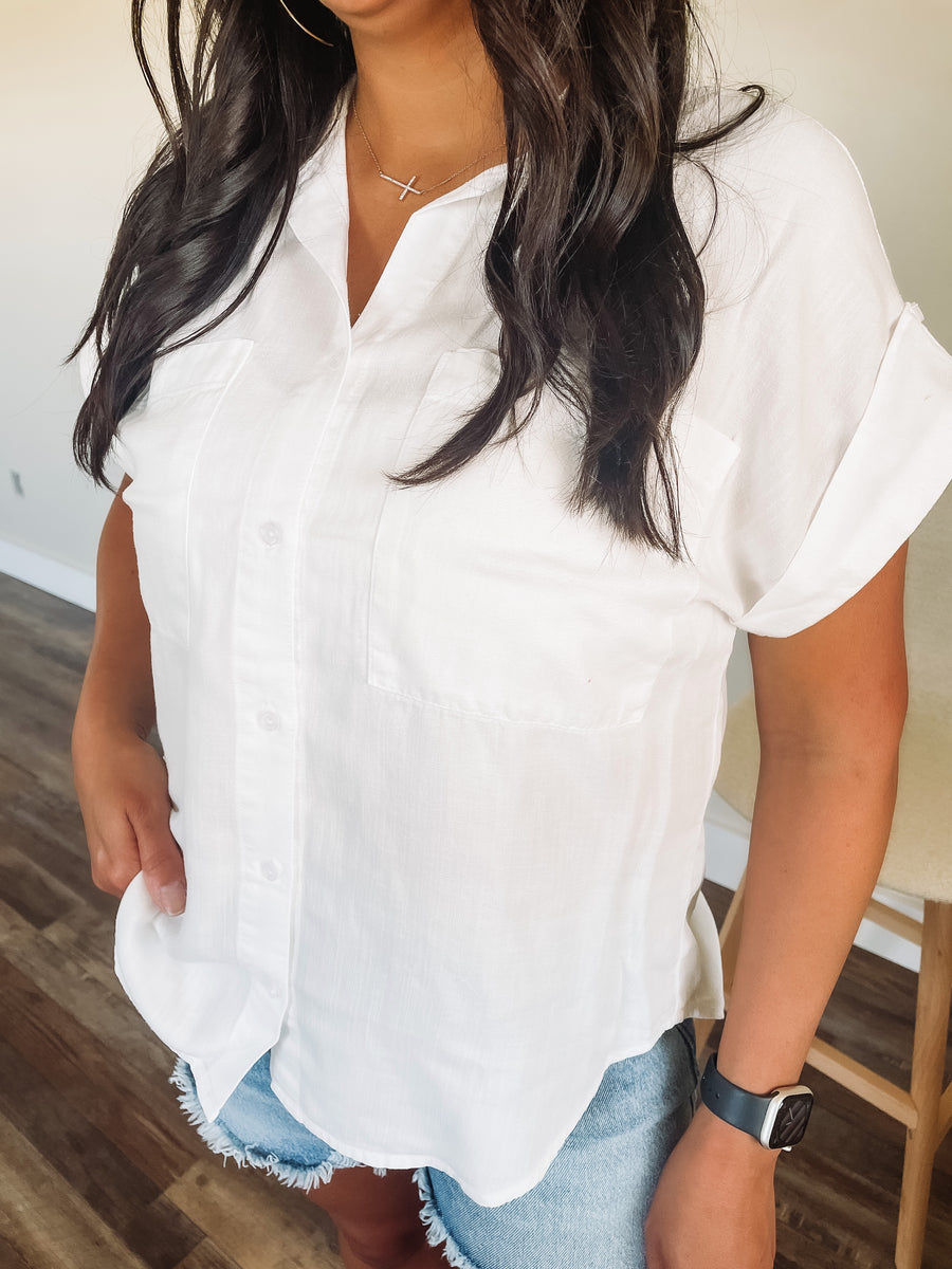 white collared top