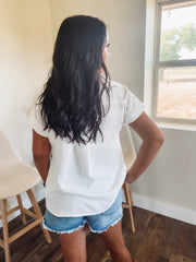 white collared top